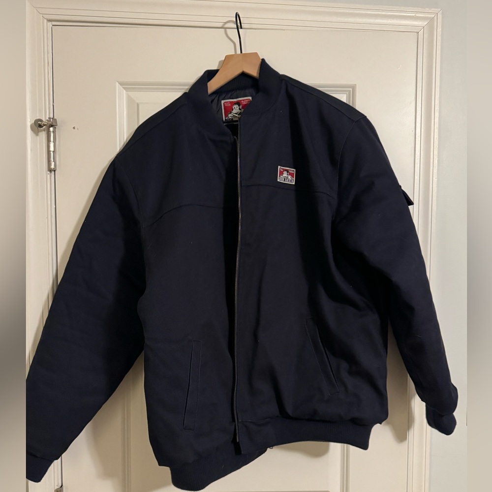 Ben Davis utility bomber jacket, quilted inside, size XL, Blue. Heavy duty.